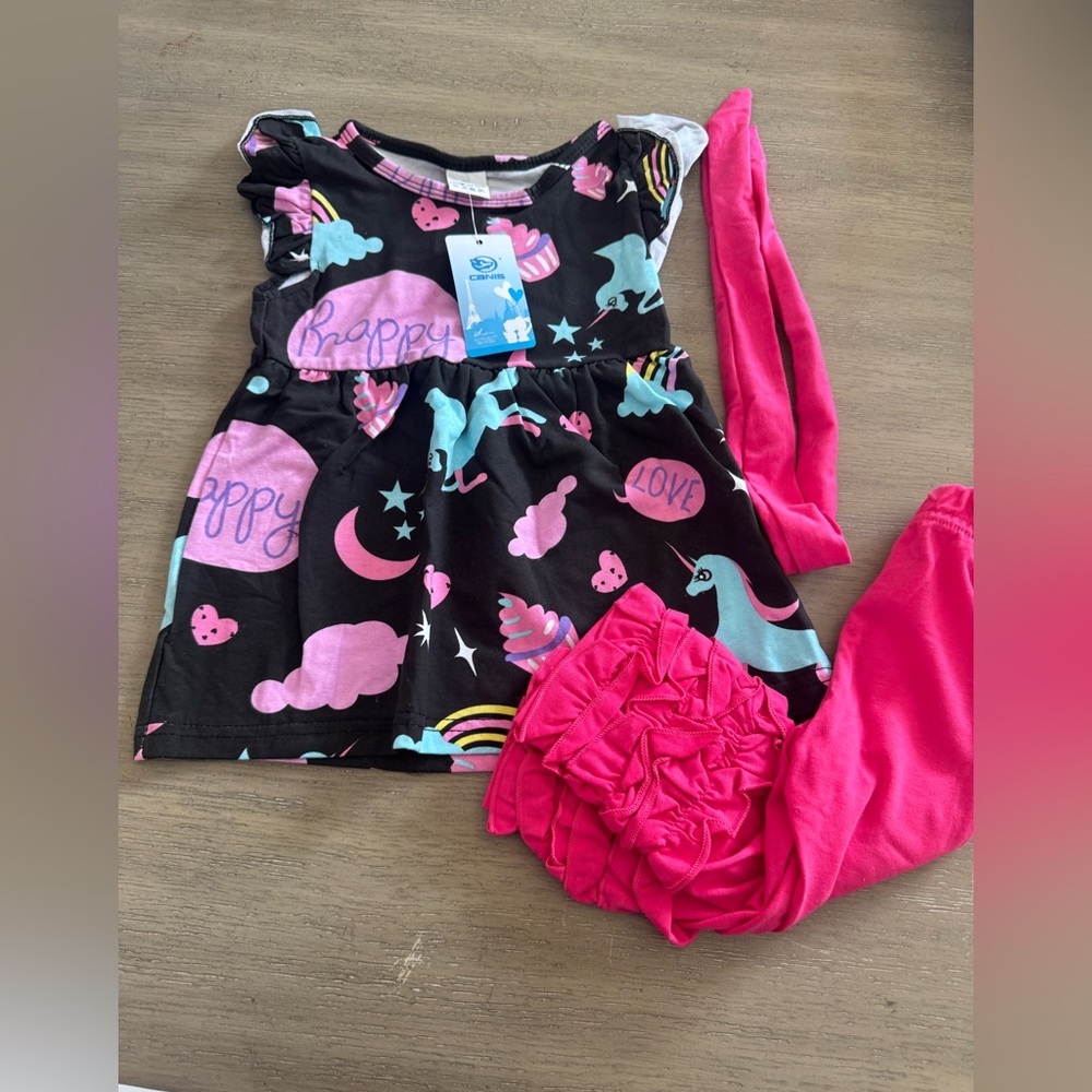Happy Dreams Kids Matching Set -‎ Black and Pink